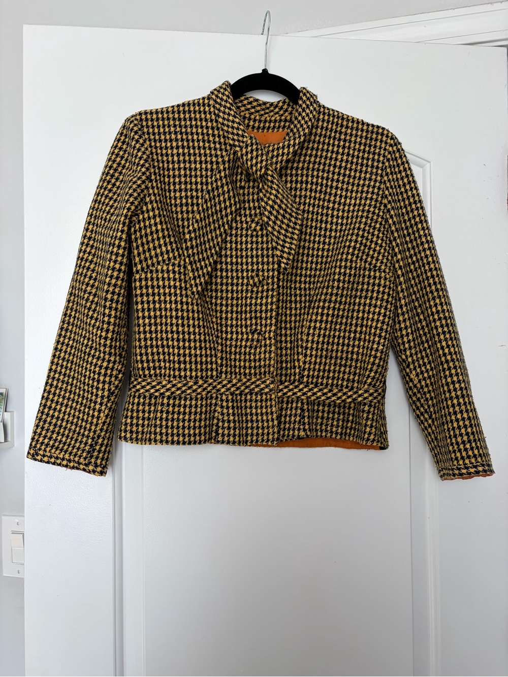 Vintage Houndstooth Blazer in Mustard and Black